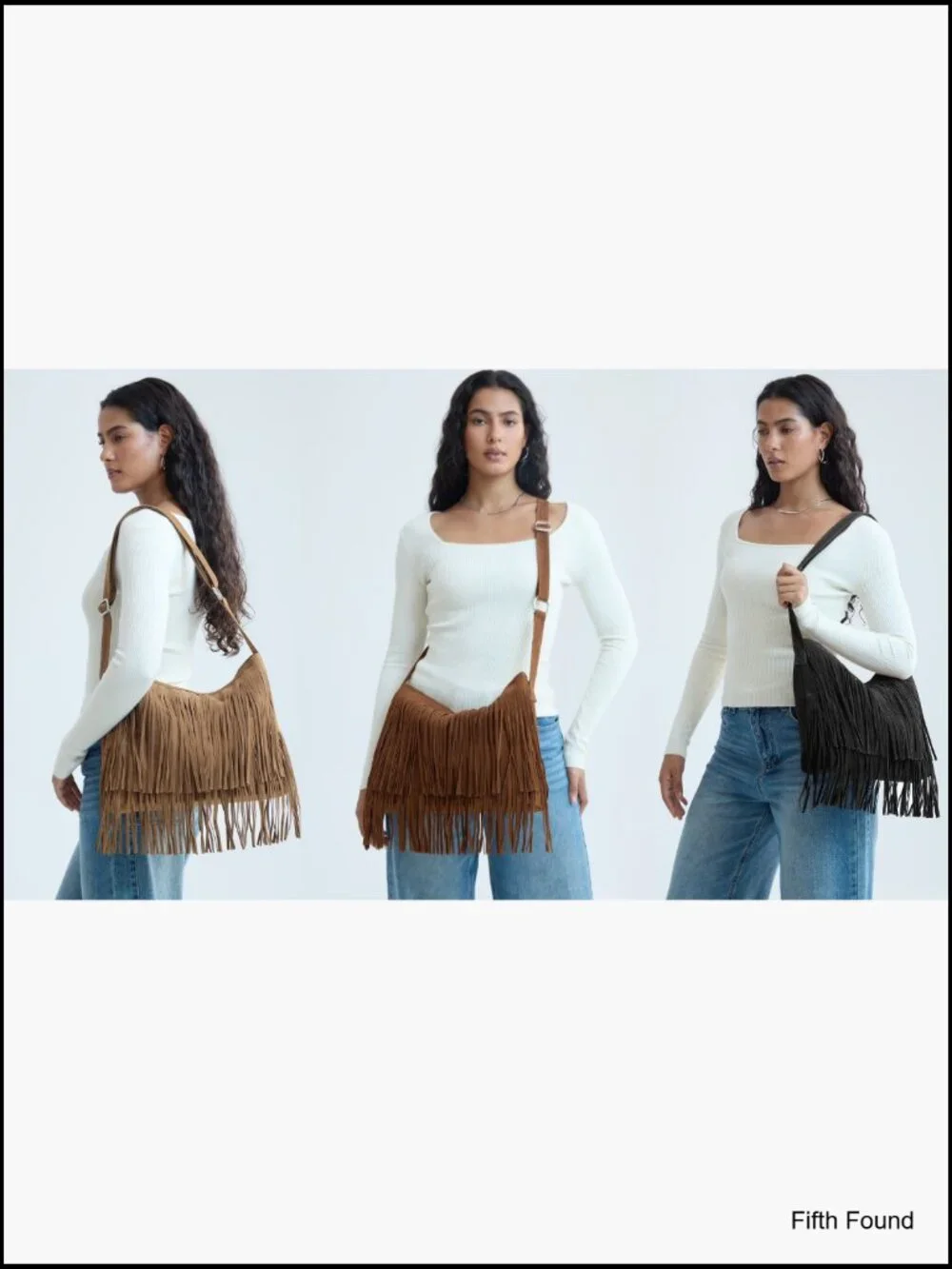 Faux Suede Leather Hobo Crossbody Sling Bag with Tassel